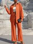 Damen Unifarben Nahtverarbeitung Zweiteiliges Set Täglich Langarm Lässig Frühling/Herbst Bluse mit Hose Matching Set