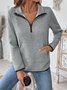 Lässig Polokragen Unifarben Sweatshirt