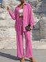 Damen Unifarben Nahtverarbeitung Zweiteiliges Set Täglich Langarm Lässig Frühling/Herbst Bluse mit Hose Matching Set