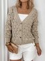 Damen Baumwolle Unifarben Langarm Bequem Lässig Pullover