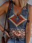 Lässig V-Ausschnitt Geometrisch Tanktop Oberteile