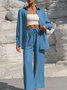 Damen Unifarben Nahtverarbeitung Zweiteiliges Set Täglich Langarm Lässig Frühling/Herbst Bluse mit Hose Matching Set