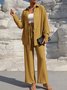 Damen Unifarben Nahtverarbeitung Zweiteiliges Set Täglich Langarm Lässig Frühling/Herbst Bluse mit Hose Matching Set