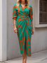 Damen Geometrisch Frühling/Herbst Kleid Hemdkragen Langarm A-Linien-Kleid
