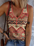 Lässig V-Ausschnitt Geometrisch Tanktop Oberteile