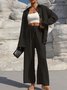 Damen Unifarben Nahtverarbeitung Zweiteiliges Set Täglich Langarm Lässig Frühling/Herbst Bluse mit Hose Matching Set