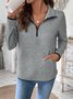 Lässig Polokragen Unifarben Sweatshirt