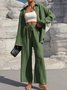 Damen Unifarben Nahtverarbeitung Zweiteiliges Set Täglich Langarm Lässig Frühling/Herbst Bluse mit Hose Matching Set