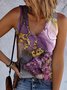 Lässig V-Ausschnitt Geometrisch Tanktop Oberteile