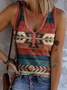 Lässig V-Ausschnitt Geometrisch Tanktop Oberteile