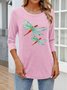 Retro Kariert Rundhals Langarm T-Shirt