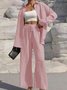Damen Unifarben Nahtverarbeitung Zweiteiliges Set Täglich Langarm Lässig Frühling/Herbst Bluse mit Hose Matching Set