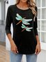 Retro Kariert Rundhals Langarm T-Shirt