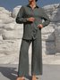 Damen Unifarben Nahtverarbeitung Zweiteiliges Set Täglich Langarm Lässig Frühling/Herbst Bluse mit Hose Matching Set