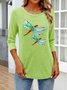 Retro Kariert Rundhals Langarm T-Shirt