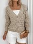 Damen Baumwolle Unifarben Langarm Bequem Lässig Pullover