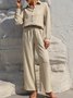 Damen Unifarben Nahtverarbeitung Zweiteiliges Set Täglich Langarm Lässig Frühling/Herbst Bluse mit Hose Matching Set