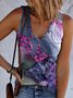 Lässig V-Ausschnitt Geometrisch Tanktop Oberteile