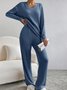 Damen Unifarben Geprägt Zweiteiliges Set Täglich Langarm Lässig Frühling/Herbst Bluse mit Hose Matching Set