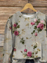 Lässig Rundhals Geblümt Sweatshirt Print