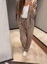 Damen Unifarben Nahtverarbeitung Zweiteiliges Set Täglich Langarm Lässig Frühling/Herbst Bluse mit Hose Matching Set