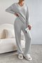 Damen Unifarben Geprägt Zweiteiliges Set Täglich Langarm Lässig Frühling/Herbst Bluse mit Hose Matching Set