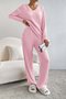 Damen Unifarben Geprägt Zweiteiliges Set Täglich Langarm Lässig Frühling/Herbst Bluse mit Hose Matching Set