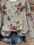 Lässig Rundhals Geblümt Sweatshirt Print