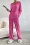 Damen Unifarben Geprägt Zweiteiliges Set Täglich Langarm Lässig Frühling/Herbst Bluse mit Hose Matching Set