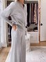 Damen Unifarben Nahtverarbeitung Zweiteiliges Set Täglich Langarm Lässig Frühling/Herbst Bluse mit Hose Matching Set
