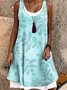 Damen Geblümt Sommer Kleid Rundhals Ärmellos A-Linien-Kleid