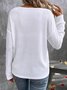 Retro Unifarben V-Ausschnitt Langarm T-Shirt