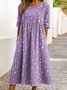 Damen Gestreift Sommer Kleid Rundhals Halbarm A-Linien-Kleid