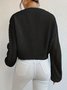 Damen Baumwolle Unifarben Langarm Bequem Lässig Pullover