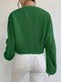 Damen Baumwolle Unifarben Langarm Bequem Lässig Pullover