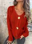 Damen Baumwolle Unifarben Langarm Bequem Lässig Pullover