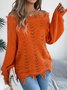 Damen Baumwolle Unifarben Langarm Bequem Lässig Pullover