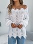 Damen Baumwolle Unifarben Langarm Bequem Lässig Pullover