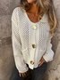 Damen Baumwolle Unifarben Langarm Bequem Lässig Pullover