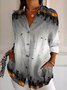 Hemdkragen Langarm Halloween Regelmäßig Weit Bluse für Damen