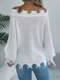 Damen Baumwolle Unifarben Langarm Bequem Lässig Pullover