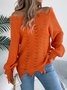 Damen Baumwolle Unifarben Langarm Bequem Lässig Pullover