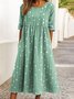 Damen Gestreift Sommer Kleid Rundhals Halbarm A-Linien-Kleid