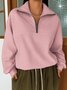 Lässig V-Ausschnitt Unifarben Sweatshirt