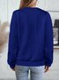 Lässig V-Ausschnitt Unifarben Sweatshirt