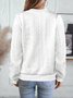 Lässig V-Ausschnitt Unifarben Sweatshirt