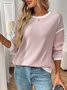 Lässig Farbblock Rundhals Langarm T-Shirt