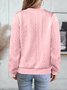 Lässig V-Ausschnitt Unifarben Sweatshirt