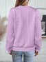 Lässig V-Ausschnitt Unifarben Sweatshirt