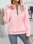Lässig V-Ausschnitt Unifarben Sweatshirt